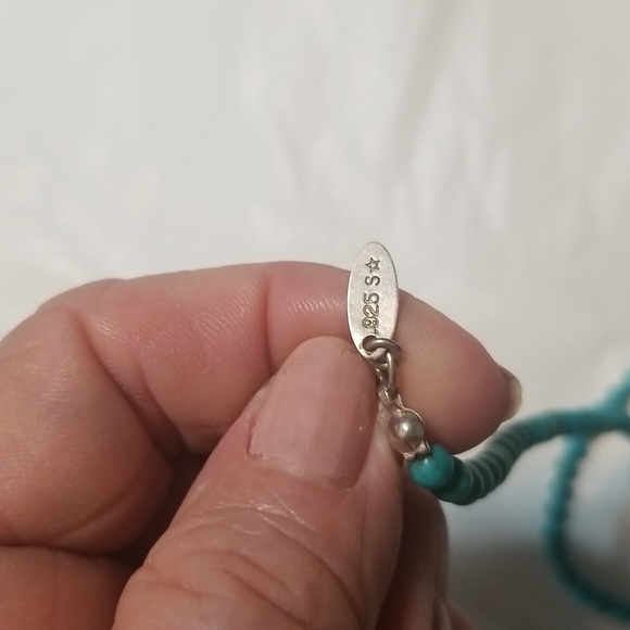 TURQUOISE BEAD NECKLACE, 36" With 925 SS Lobster Claw Clasp.  EUC, J#35 - Picture 3 of 4